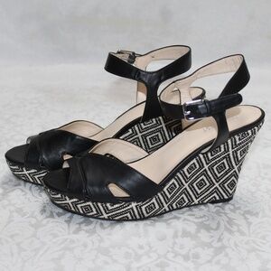 Nine West Black Leather Espadrille Sandal